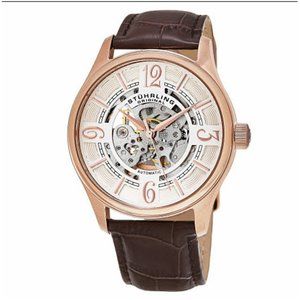 NEW! STUHRLING Legacy Original Automatic Rose Gold Watch 42mm Skeleton Dial